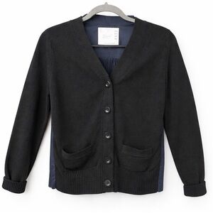 Sacai Wool Cardigan Pleated Accordian Back Sweater Shirt 2333 Cardi hybrid